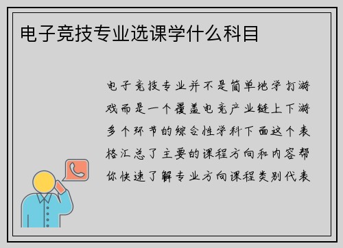 电子竞技专业选课学什么科目